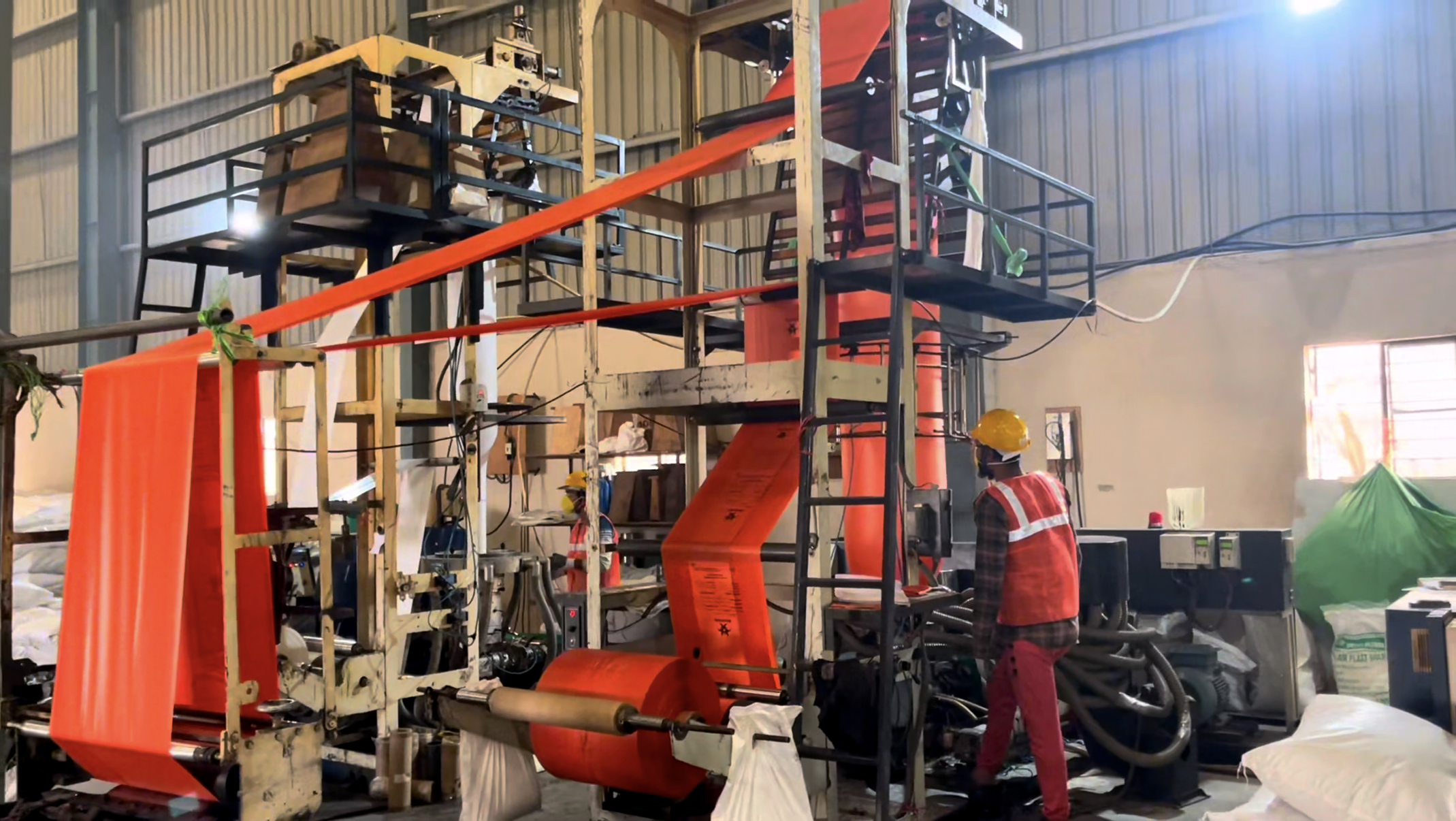 LDPE extrusion machine at Ushakiran Ecoplast Hyderabad